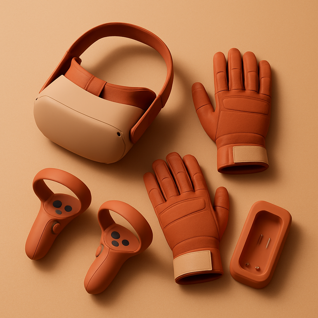 VR gaming equipment including headset and controllers